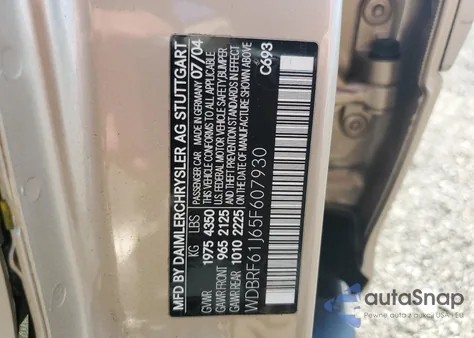 2005 Mercedes-Benz C 240 из США, поврежденный, VIN WDBRF61J65F607930